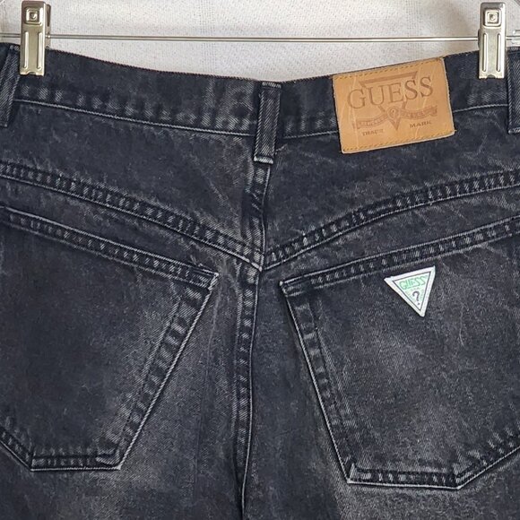 Guess Jeans Black Vintage Cotton Double Button Wide Leg Washed Jeans Size 32 XL - Picture 10 of 16